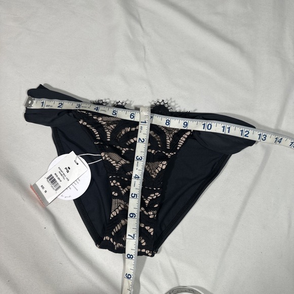 NWT $72 PQ SWIM [ Small ] Fanned Lace Bikini Bottoms in Midnight Black T2068 - Picture 8 of 10